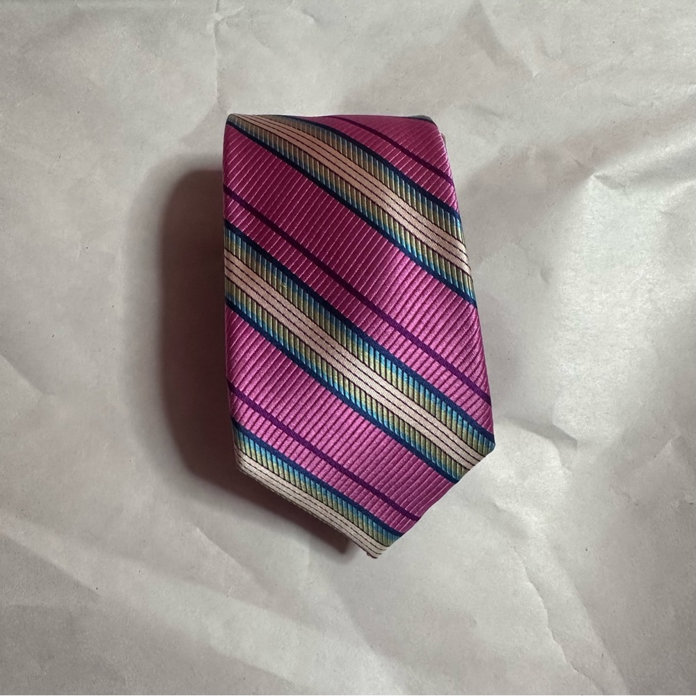 Nordstrom Mens Shop Pink Striped 100% Silk Mens Tie 58” Spring
